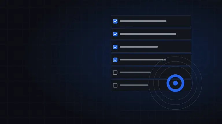 Illustration of a checklist and a ring in brand blue